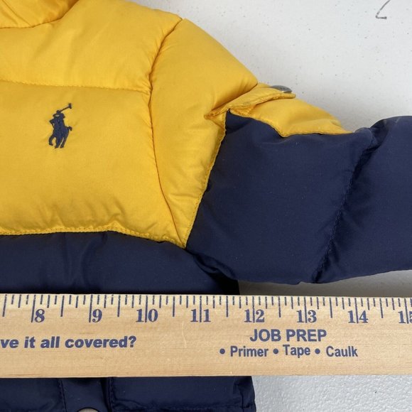 Ralph Lauren‎ Puffer Jacket Boys Size 12M Yellow Blue Vintage - Picture 11 of 13